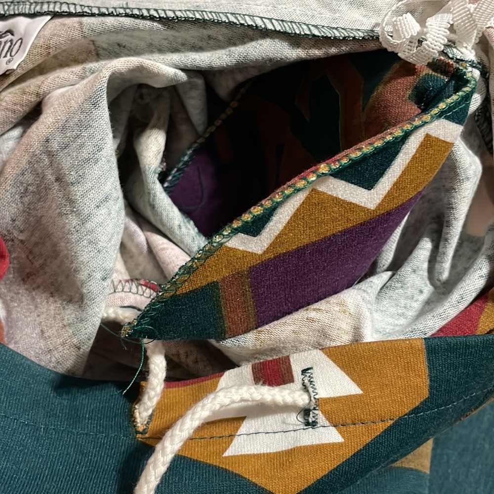 Capistrano Tribal Pattern Green, Tan, Maroon Hooded Shirt - Picture 8 of 8